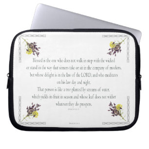 PSALM 1:1-3 Botanic Design, Laptop Sleeve