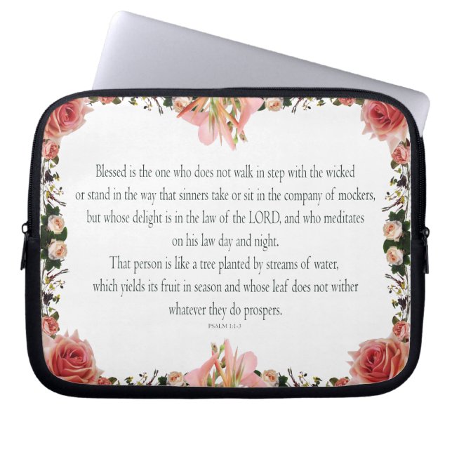 PSALM 1:1-3 Botanic Design, Laptop Sleeve (Front)