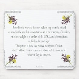 PSALM 1:1-3 Botanic Design, Mouse Mat