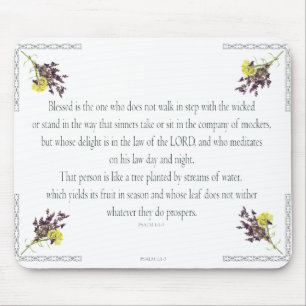 PSALM 1:1-3 Botanic Design, Mouse Mat