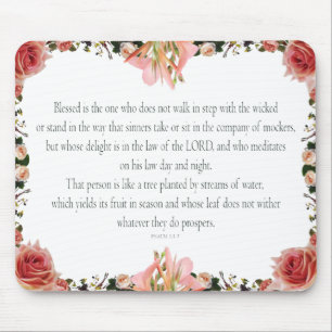 PSALM 1:1-3 Botanic Design, Mouse Mat