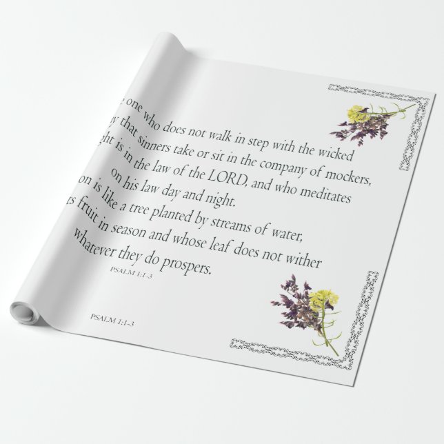 PSALM 1:1-3 Botanic Design, Wrapping Paper (Unrolled)