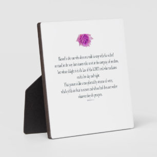 PSALM 1:1-3 with Purple Flower Plaque