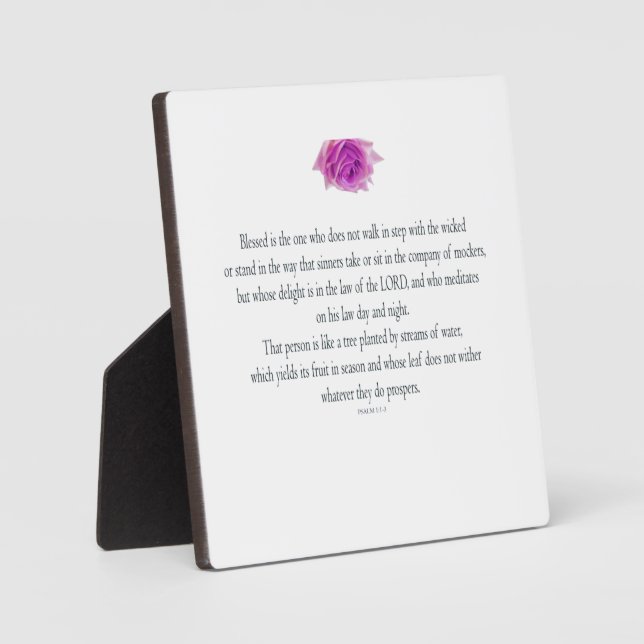 PSALM 1:1-3 with Purple Flower Plaque (Front)