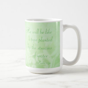 Psalm 1:3 Tree Planted by Streams Green Paisley  Coffee Mug