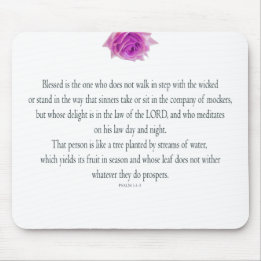 Psalm 1, Bless the One Does not, Pink Flower Mouse Mat