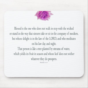 Psalm 1, Bless the One Does not, Pink Flower Mouse Mat