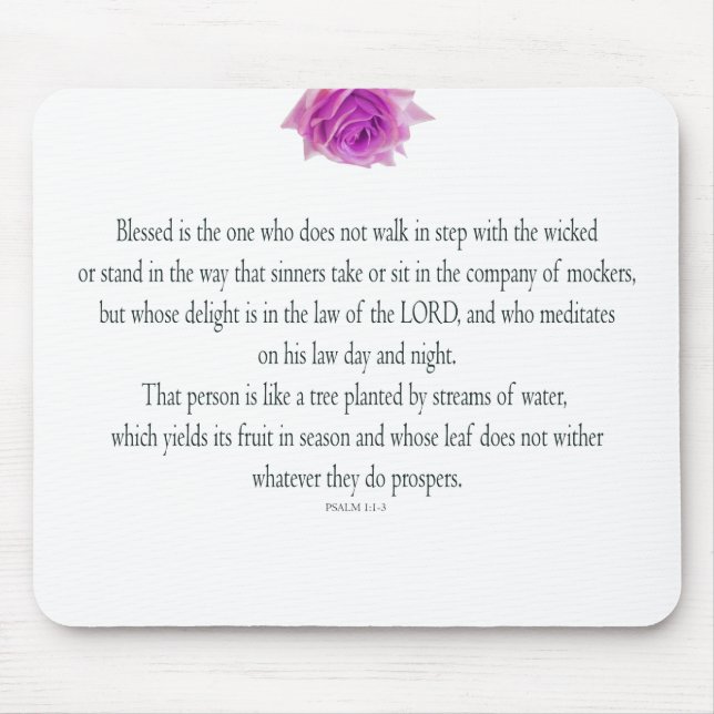 Psalm 1, Bless the One Does not, Pink Flower Mouse Mat (Front)