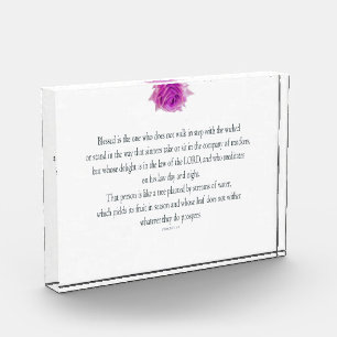 Psalm 1, Bless the One Does not, Pink Flower Photo Block