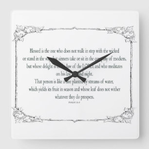 Psalm 1, does not walk in step with the wicked, square wall clock