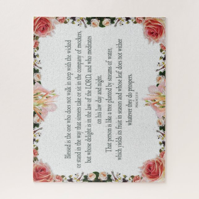 Psalm 1, Floral  Borders, Oil, Blessed is the one, Jigsaw Puzzle (Vertical)