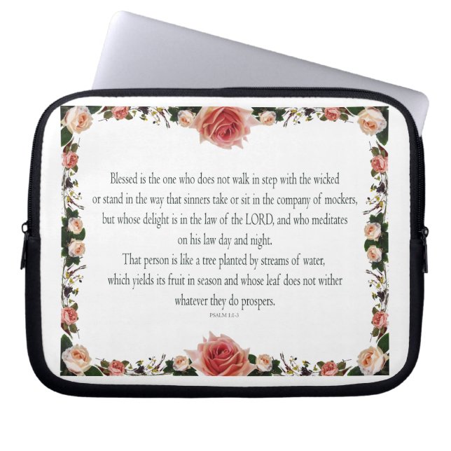 Psalm 1, Flower borders Colourful Laptop Sleeve (Front)