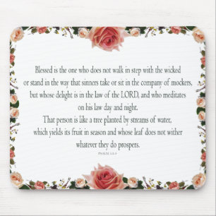 Psalm 1, Flower borders Colourful Mouse Mat