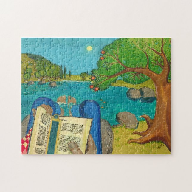 Psalm 1 in Hebrew Bible Jewish Christian Paintings Jigsaw Puzzle (Horizontal)