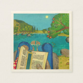 Psalm 1 in Hebrew Bible Jewish Christian Paintings Napkin