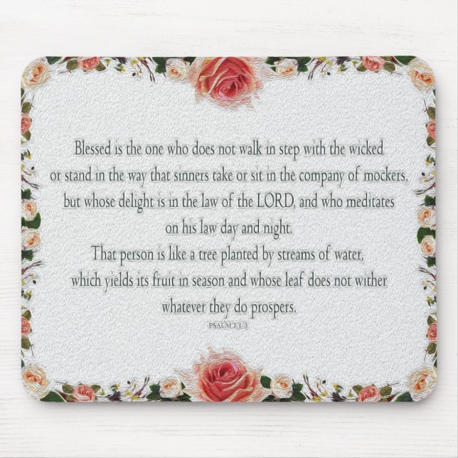 Psalm 1, Law day and Night, Streams of Waters, Mouse Mat (Front)
