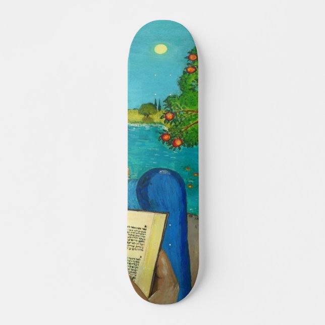 Psalm 1 - Man reads Psalm 1 in Hebrew Bible Skateboard (Front)