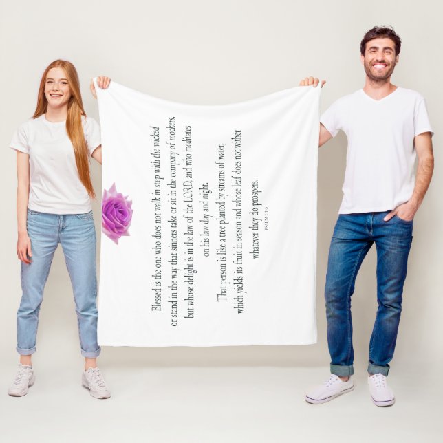 Psalm 1 Scripture Art - Blessed and Righteous Fleece Blanket (In Situ)