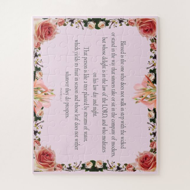 Psalm 1 Scripture Art - Blessed and Righteous Jigsaw Puzzle (Vertical)