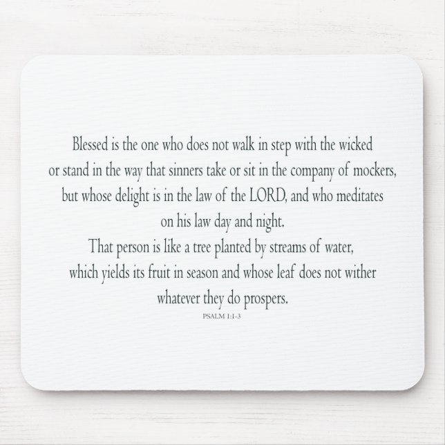 Psalm 1 Scripture Art - Blessed and Righteous Mouse Mat (Front)