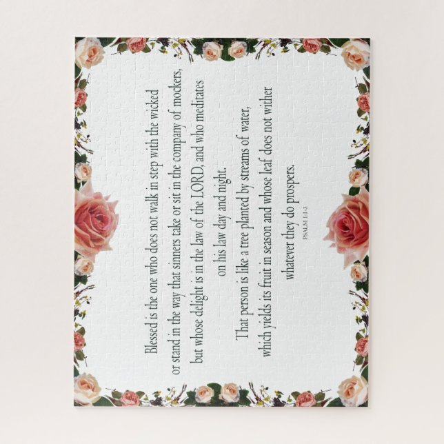 Psalm 1 with Flower Borders Jigsaw Puzzle (Vertical)