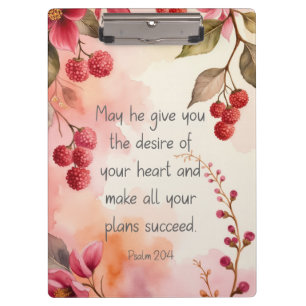 Psalm 20:4 Desire of Your Heart Scripture Floral Clipboard