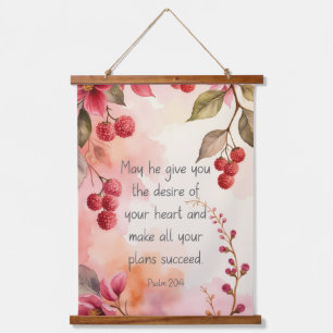Psalm 20:4 Desire of Your Heart Scripture   Floral Hanging Tapestry