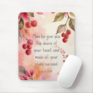 Psalm 20:4 Desire of Your Heart Scripture Floral Mouse Mat