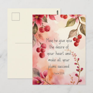 Psalm 20:4 Desire of Your Heart Scripture Floral Postcard