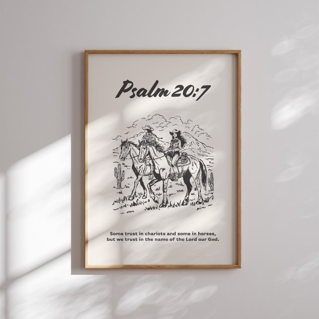 Psalm 20:7 Black and White Horseback Riding Poster (Creator Uploaded)