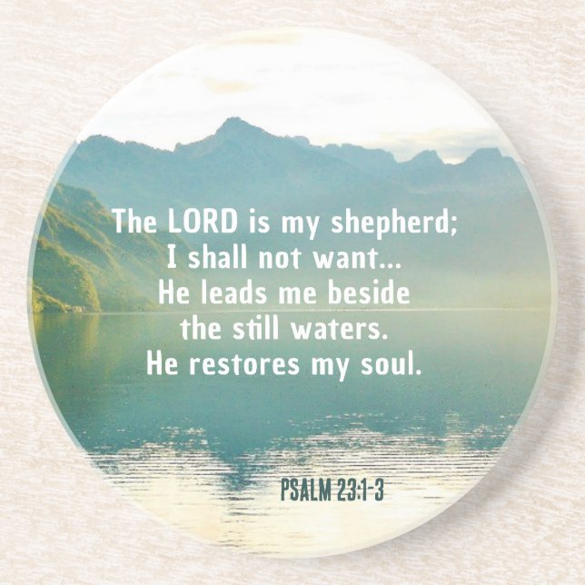 Psalm 23 1-3 The LORD is My Shepherd  Coaster (Front)