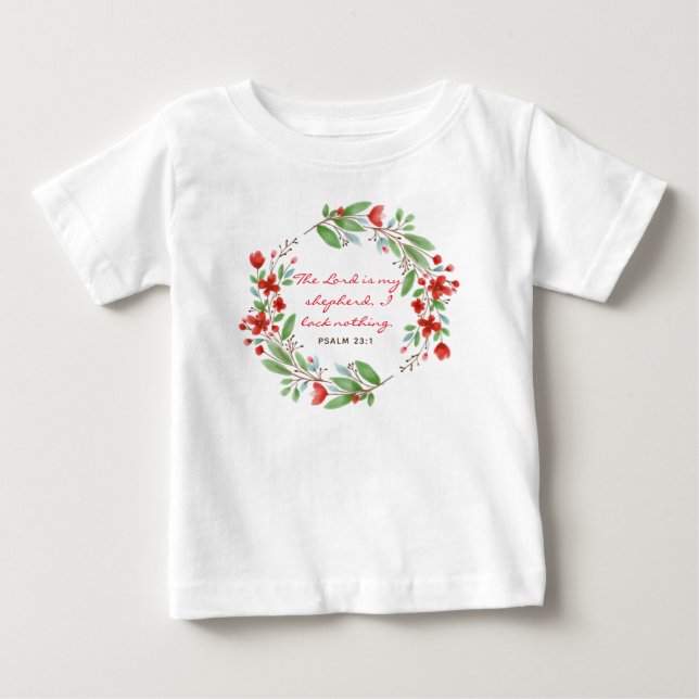 Psalm 23 : 1 - Bible Verse - Baby Top (Front)