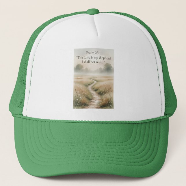 Psalm 23:1 Bible Verse Christian Trucker Hat (Front)