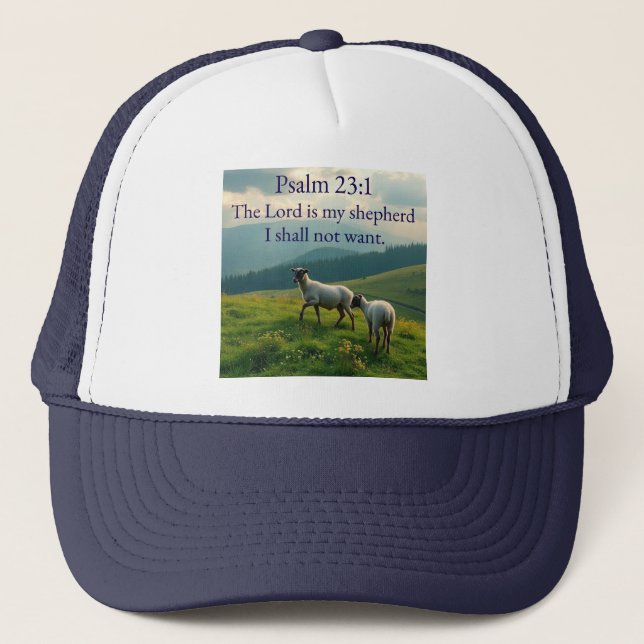 Psalm 23:1 Bible Verse Trucker Hat (Front)