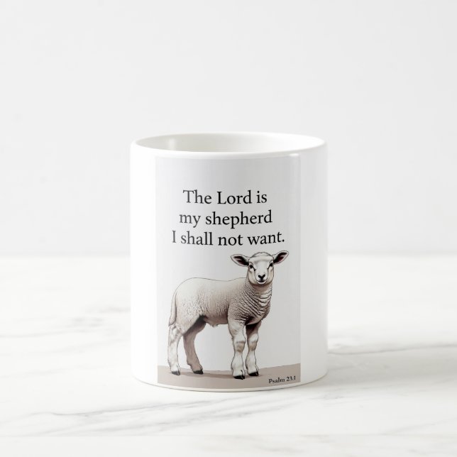 Psalm 23:1 Christian Lamb Coffee Mug (Center)