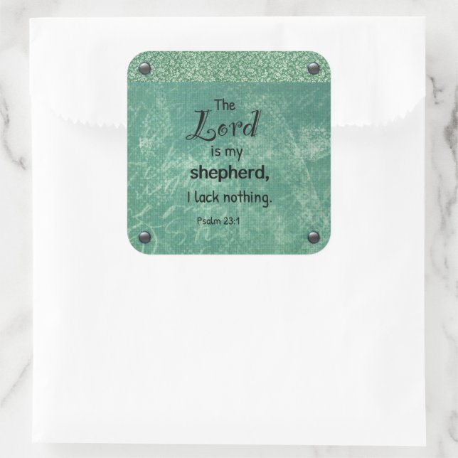 Psalm 23:1 Christian Typography Design Square Sticker (Bag)