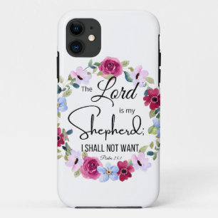 Psalm 23:1 The Lord is my Shepherd Floral Bible iPhone 11 Case