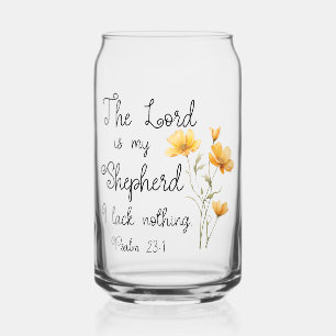 Psalm 23:1 The Lord is my Shepherd Yellow Flower Can Glass