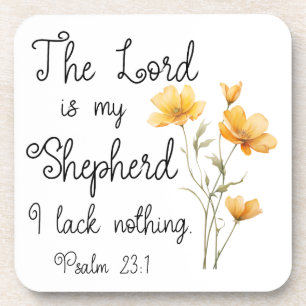 Psalm 23:1 The Lord is my Shepherd Yellow Flower Coaster