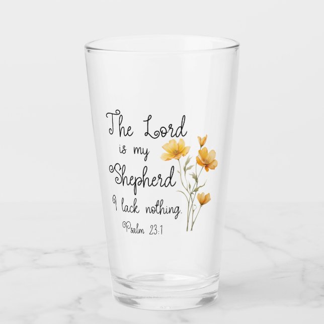 Psalm 23:1 The Lord is my Shepherd Yellow Flower Glass (Front)