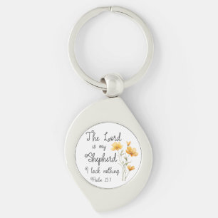 Psalm 23:1 The Lord is my Shepherd Yellow Flower Key Ring