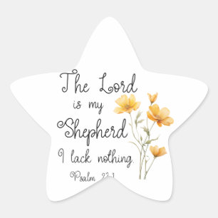 Psalm 23:1 The Lord is my Shepherd Yellow Flower Star Sticker