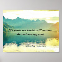 Psalm 23 2-3 He leads me beside still waters