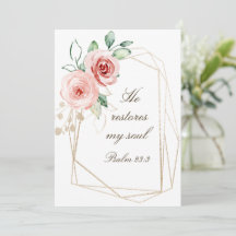 Psalm 23:3 He Restores my Soul Bible Roses Card