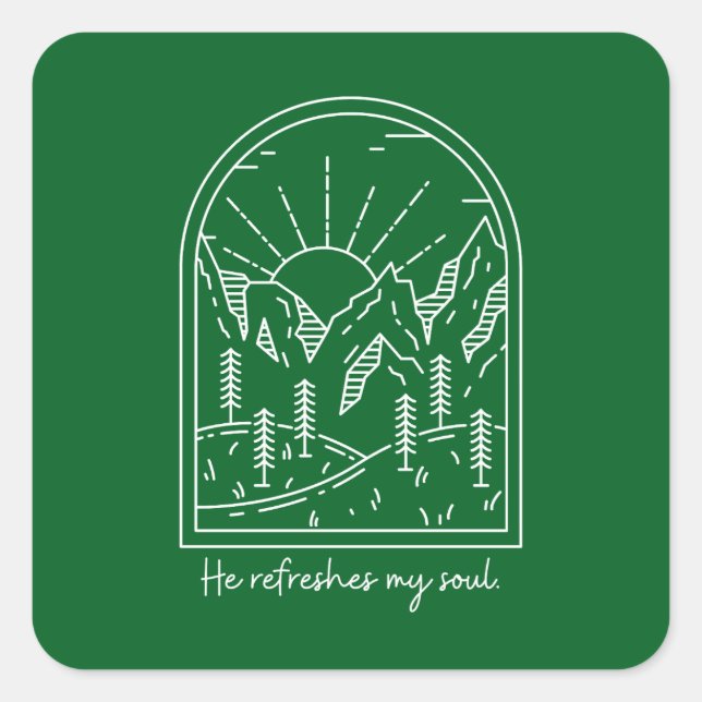 Psalm 23 3 Refreshes Soul Christian Bible Verse Square Sticker (Front)