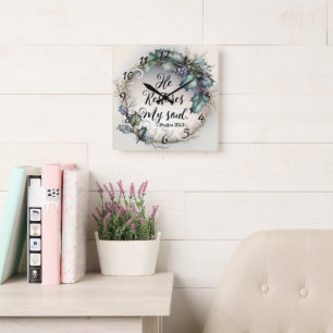 Psalm 23:3  square wall clock