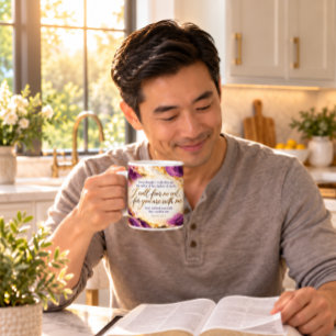 Psalm 23:4 Christian Purple Marble Scripture Large Coffee Mug