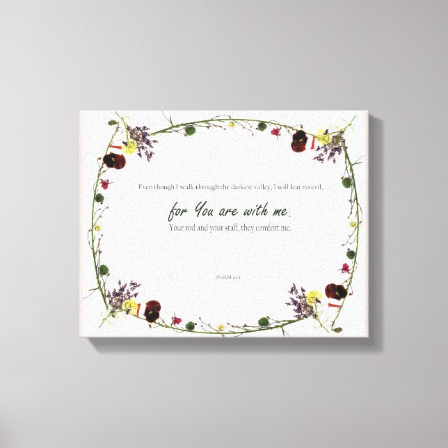 Psalm 23:4, Flower Pink Stretched Canvas Print (Front)