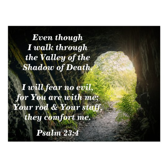 Psalm 234 I will Fear No Evil Bible Verse Memory Postcard Zazzle.co.uk