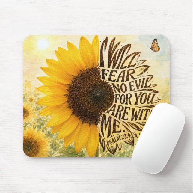 Psalm 23:4 Yellow Sunflower  Mouse Mat (With Mouse)